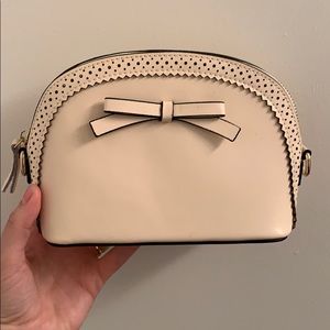 Small Cream Crossbody Purse with Bow